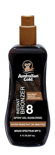 Australian Gold Spray Gel Sunscreen with Instant Bronzer SPF 8, 8 Ounce - Image 1