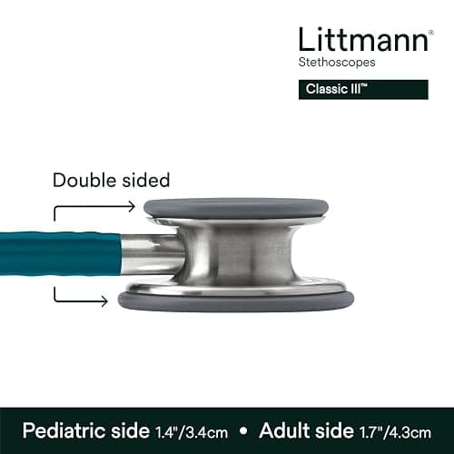3M Littmann Classic III Monitoring Stethoscope, 5623, More Than 2X as Loud, Weighs Less, Stainless Steel Chestpiece, 27" Caribbean Blue Tube thumbnail 3