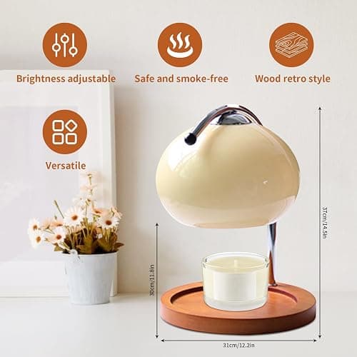 Topyond Candle Warmer Lamp with Extra-Large Solid Wood Tray, Candle Warmer, Dimmable Vintage Aromatherapy Table Lamp, Bedroom Desk Decor Gift for Women and Home Decorators thumbnail 2