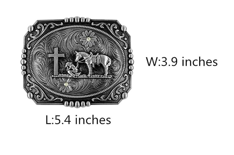 Moranse Religion Cross Cowboy Kneeling Prayer And Horse Design Belt Buckles thumbnail 5