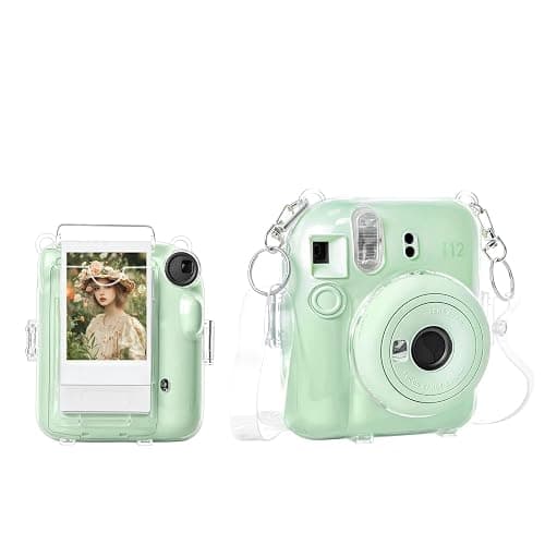 Rieibi Clear Case Compatible with Fuji Instax Mini 12, Hard Carrying Case Bag for Fujifilm Instax Mini 12 Instant Camera, PC Cover with Photo Storage Pocket & Clear Strap - Image 1