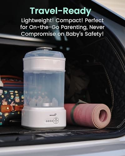 GROWNSY Bottle Sterilizer and Dryer, Compact Electric Steam Baby Bottle Sterilizer (Esterilizador de Biberones), Bottle Sanitizer for Baby Bottles, Pacifiers, Pump Parts thumbnail 7