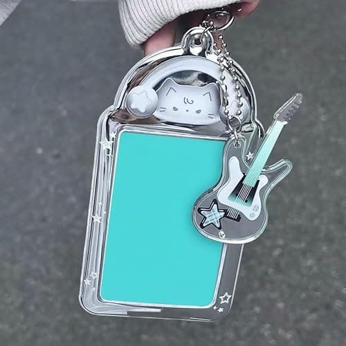 Brxmpn Porte-photocartes, Cadre Transparent avec Porte-clés, Porte-photocartes Chat/Lapin Mignon pour Cartes De Transport, Protection Photo thumbnail 7