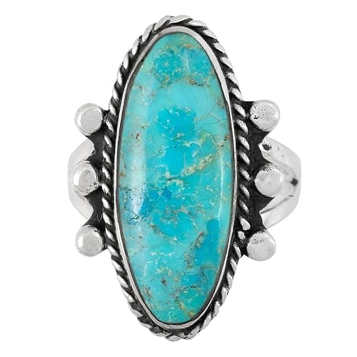 Turquoise Ring Sterling Silver 925 Genuine Gemstones Size 6 to 11 thumbnail 3