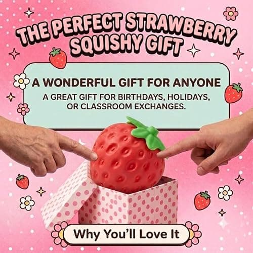 Jumbo Squishy Squeeze, Ultra Slow, Large Shape for Stress Relief, Anxiety | Palm-filling jumbo strawberry squishy with ultra slow rising foam, realistic seed texture, and matte finish thumbnail 6