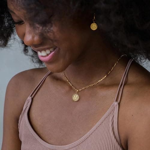 Yoosteel Christmas Gifts for Women, Gold Initial Necklaces for Women 14K Gold Plated Dainty Layering Paperclip Link Chain Necklace Coin Initial Layered Necklace Birthday Gifts Stocking Stuffers thumbnail 2