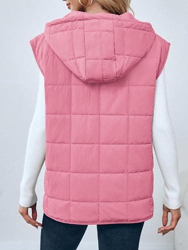 Saodimallsu Womens Quilted Puffer Vest Sleeveless Hoodies Fall Winter Tops with Kangaroo Pockets thumbnail 5