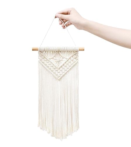 Mkono Small Macrame Wall Hanging, Boho Bedroom Decor, 3 Pack, 8" Wx14 L | Handwoven Cotton Cord, Bohemian Art, Living Room Apartment Nursery Gallery, Christmas Housewarming Birthday Gift thumbnail 5