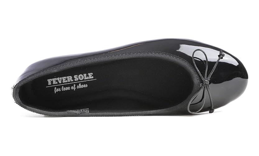 FEVERSOLE Women's Macaroon Colorful Memory Foam Cushion Insock Patent Ballet Flat thumbnail 2