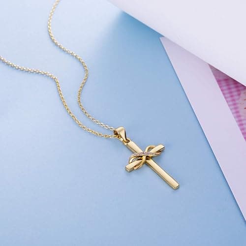 AmorAime 925 Sterling Silver Cross Necklace for Women Infinity Necklace 14K Rose Gold Plated Necklaces thumbnail 3