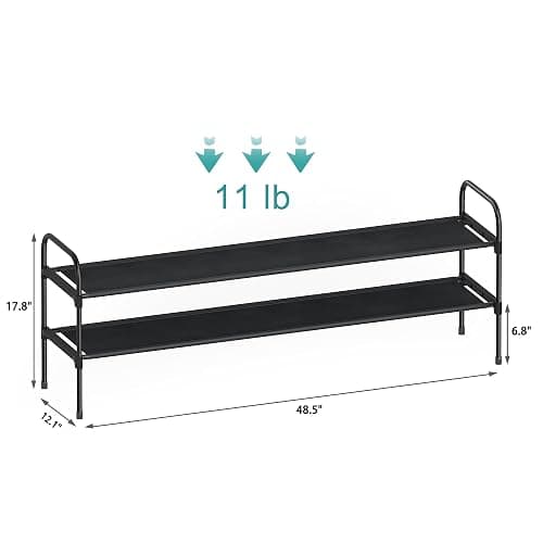 HITHIM 2 Tier Long Shoe Rack for Closet, Screw Fastened Plastic Connector Shoe Storage Organizer, Non-Woven Fabric Metal Shoe Shelf, Holds 18-21 Pairs for Front Door Entrance, 48.5"x12.1"x17.8" - 2 tier thumbnail 3