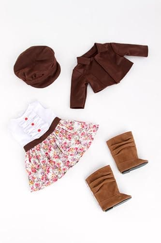 DreamWorld Collections - Urban Explorer - Clothes Fits 18 Inch Doll - Brown Motorcycle Jacket with Paperboy Hat, Dress and Boots - (Doll not Included) thumbnail 3