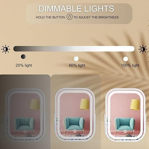 LAKFUES Vanity Mirror with Lights 6x8 Inch, Rechargeable Makeup Mirror for Desk, 3-Color Lighting & Touch Control Tabletop Mirror Lights, Portable Cordless Travel Mirror thumbnail 5