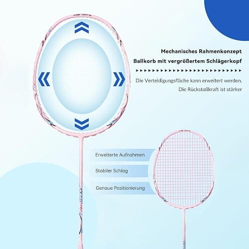 Badminton SchläGer Profi，Badminton SchläGer,Professionelle Ausbildung Unterhaltung Federball Set Mit 82 Gramm Kohlefaser,Bestehend Aus 2 Raketten,2BäLlen Und 1 Tasche(Fd01) thumbnail 3
