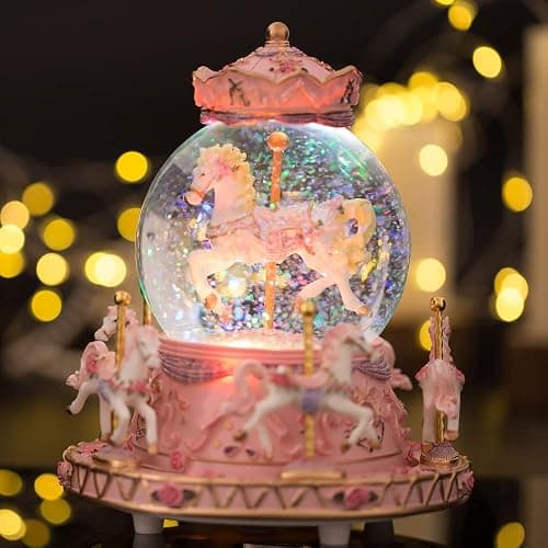 LOVE FOR YOU Gift Wrapped Music Box Carousel Horses Color Lights Unicorn Musical Snow Globe for Girls and Women Kids Sister Daughter Mom Granddaughter Grandma Christmas Birthday Presents Gifts thumbnail 2