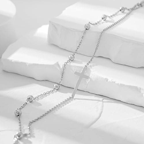 CHIC & ARTSY 925 Sterling Silver Ankle Bracelets for Women, Adjustable Layered Foot Chains with Nature & Symbol Charms, Lightweight Comfort Fit Boho Beach Everyday Jewelry thumbnail 4