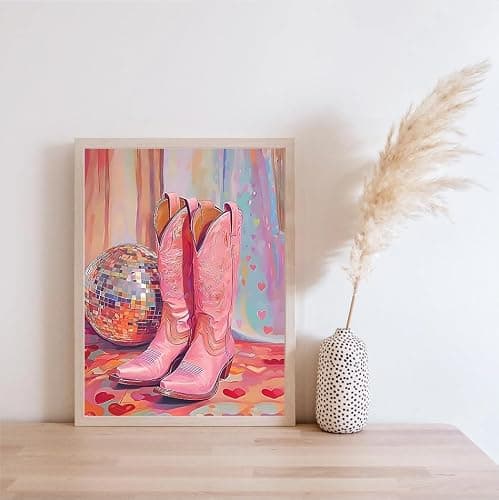 Vintage Boots Paint by Number Kits,Retro Disco Ball Paint by Numbers Kit for Adults Beginner Without Frame,Easy DIY Acrylic Painting for Canvas for Decor 16x20inch thumbnail 4