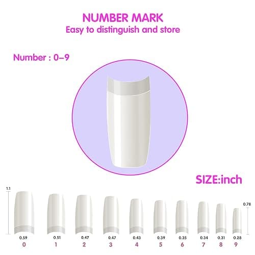 WJIASI Natural False Nails Oval French Acrylic Nails Artificial Nails Tips for Girls Women Natural Color (500 Pieces,10 Sizes) thumbnail 3