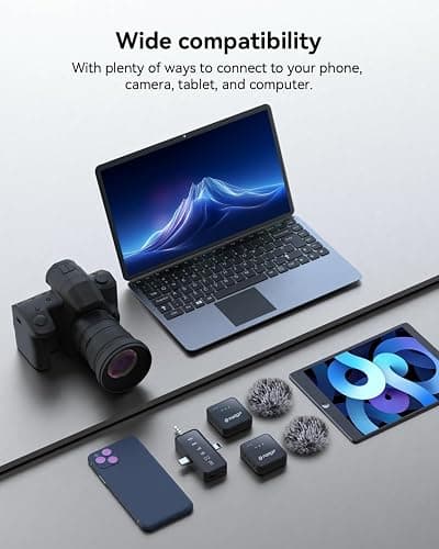 PQRQP 3 in 1 Microphone for iPhone/Android/Camera, Wireless Microphones, 328ft Transmission, 18H Battery Life, Mini Microphone for Record Interview, Vlogs, YouTube, Tiktok thumbnail 8