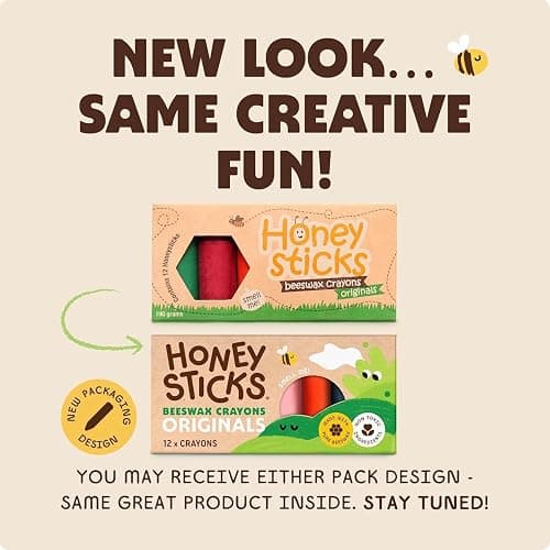 Honeysticks 100% Pure Beeswax Crayons (12 Pack) - Non Toxic Crayons, Safe for Babies and Toddlers, For 1 Year Plus, Handmade in New Zealand with Natural Beeswax and Food-Grade Colours, Eco-Friendly thumbnail 6