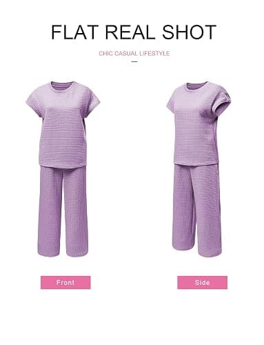 SHEWIN Womens Two Piece Spring Outfits Sweatsuits Casual Pullover Tops and Wide Leg Sweatpant Lounge Sets thumbnail 5