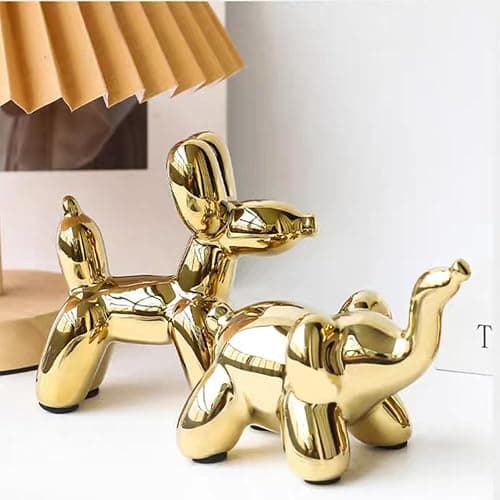 PIGPIGFLY Luftballon Hund Skulptur aus Keramik - Glänzende Deko Figur für Wohnzimmer, Büro & Regal,Deko Skulptur thumbnail 5