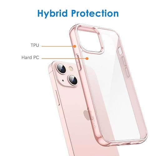 JETech Case for iPhone 13 6.1-Inch, Non-Yellowing Shockproof Phone Bumper Cover, Anti-Scratch Clear Back (Pink) thumbnail 3
