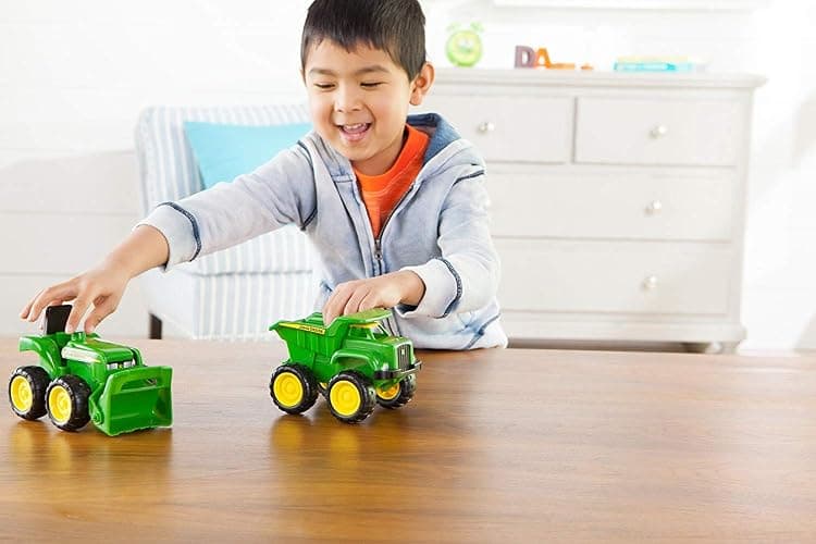 TOMY John Deere Vehicle Set - Includes Dump Truck Toy and Tractor Toy with Loader - Kids Outdoor Toys - Kids Construction and Sandbox Toys - 6 Inches - 2 Count - Ages 18 Months and Up thumbnail 2