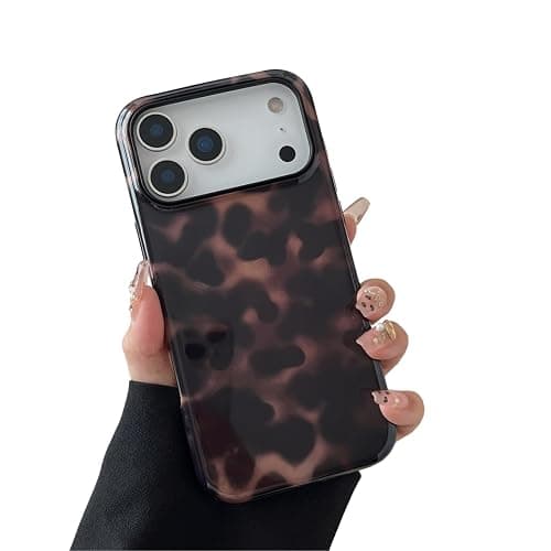 Longlayss Compatible with iPhone 17 Pro Max Case Tortoise Shell Phone Case for Women Girl Shockproof TPU and Hard PC Protective Cover - Amber Brown Leopard - Image 1