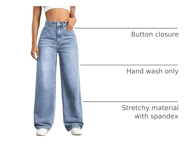 Mars power Straight Leg Jeans for Women,High Waisted Wide Leg Loose Stretchy Boyfriend Denim Pants Baggy Jeans for Women thumbnail 4
