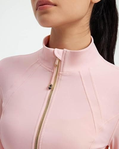 SUUKSESS Women Golden Full Zip Up Workout Cropped Jackets Lightweight Athletic Yoga Tops thumbnail 3