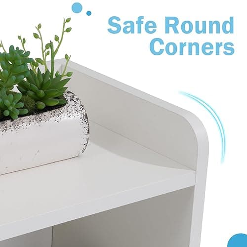 COBANA Desktop Bookshelf, Countertop Storage Hutch with 5 Shelves for Computer Desk, Desk Shelf for Top of Desk Organizer for Office Home Dorm, White - White thumbnail 7