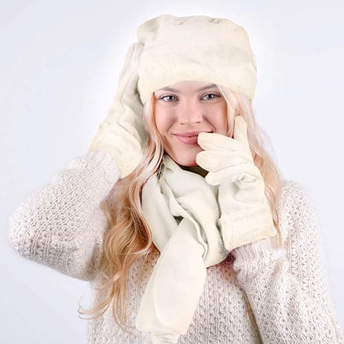 boxed-gifts Women's Warm Fleece Winter - Women's Hat and Glove Set + Hats Gloves Scarves for Women thumbnail 2