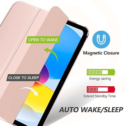 MoKo for iPad (A16) 11th Generation Case 11 Inch 2025, iPad 10th Generation Case 10.9 Inch 2022, Slim Stand Hard PC Translucent Back Shell Smart Cover, Support Touch ID, Auto Wake/Sleep, Rose Gold thumbnail 4