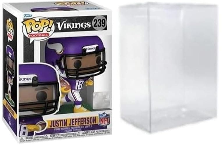 Justin Jefferson (Minnesota Vikings) NFL Funko Pop! Series 11 Vinyl Figure with Eco Tek Protector Case - Image 1