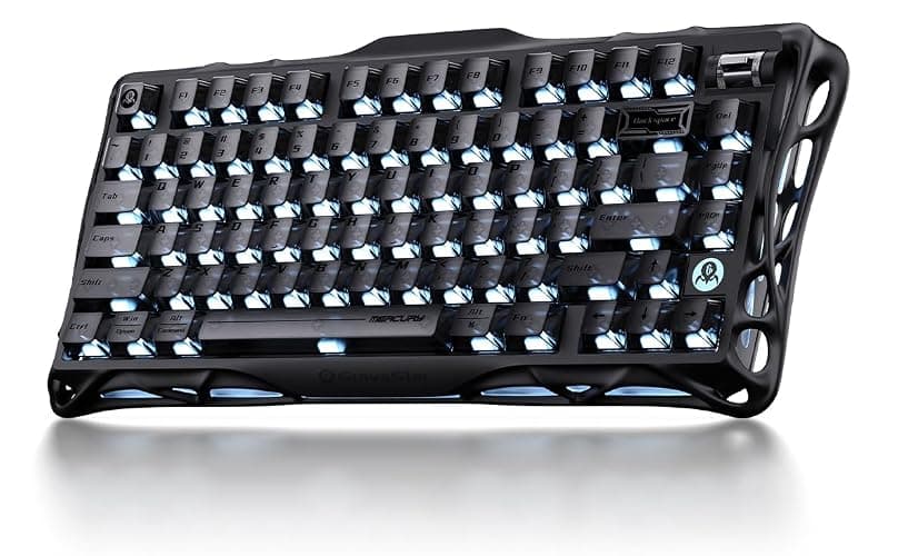 GravaStar Mercury K1 75% Wireless Mechanical Keyboard, Aluminum Alloy Gaming Keyboard with Knob, Hot Swappable, Linear Switches, Transparent Keycaps, RGB Backlit, 2.4GHz/BT5.0/USB for PC Gaming - Image 1