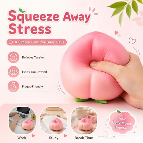 6In Peach Squishy, Jumbo Squishy Peach Giant Big Realistic Peach Moldable Soft Squishys Slow Rising Stress Ball for Anxiety Stress Party Favor for Adults (6IN Peach) thumbnail 4