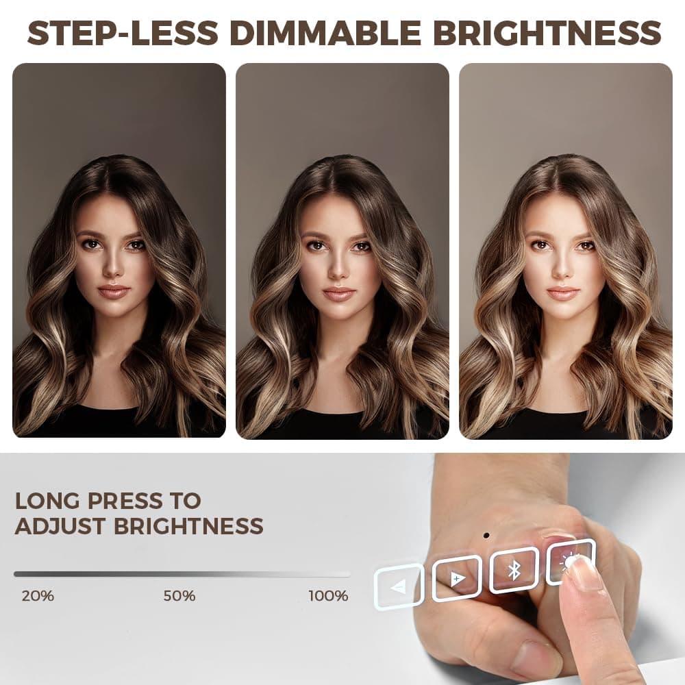 Simplus Vanity Makeup Mirror with Lights Hollywood LED Mirrors Stand, Bluetooth Speaker USB Power Charging and Smart Touch Control Screen, with Detachable 10x Magnifying Mirror White, 60x52cm thumbnail 5