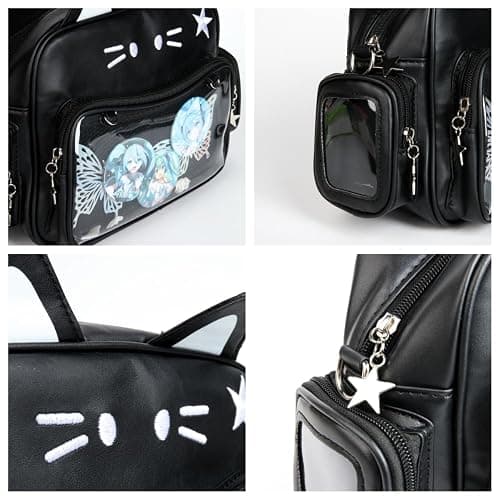 Cat Ita Bag Pin Display Kawaii Backpack for School PU Shoulder Crossbody Bag for Girls Y2k Purse with Insert thumbnail 4