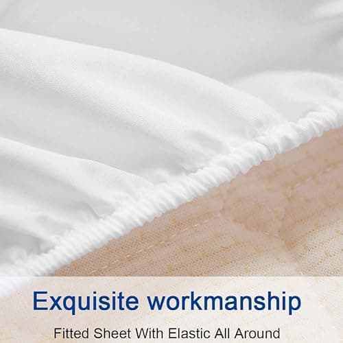 SONORO KATE Bed Sheet Set Super Soft Microfiber 1800 Thread Count Luxury Egyptian Sheets 16-Inch Deep Pocket Wrinkle and Hypoallergenic-4 Piece(Queen White) thumbnail 7
