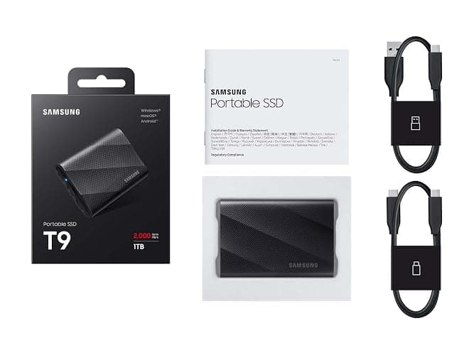 SAMSUNG T9 Portable SSD 4TB, USB 3.2 Gen 2x2 External Solid State Drive, Seq. Read Speeds Up to 2,000MB/s for Gaming, Students and Professionals,MU-PG4T0B/AM, Black (pack of 1) thumbnail 8
