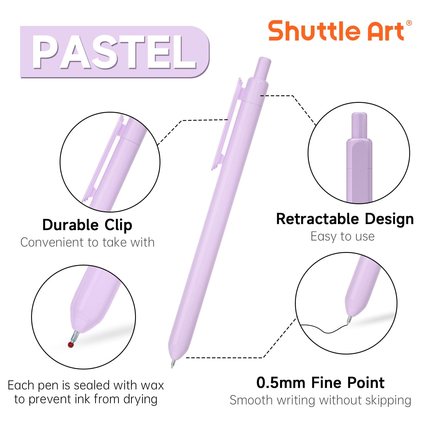 Shuttle Art Retractable Gel Ink Pens, 11 Pack Black Ink Pens, Cute Pens 0.5mm Fine Point for Writing Journaling Taking Notes School Office Home thumbnail 2