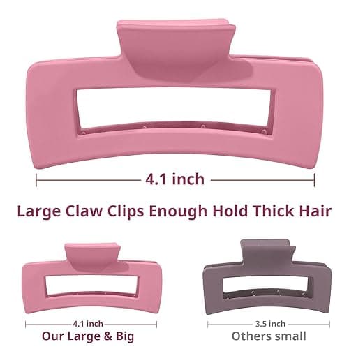 Vigorpace 12 Pack Large Hair Claw Clips 4.1" Big Square Matte for Women Girls, Strong Hold Banana Clips for Thick Thin Hair thumbnail 4