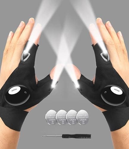 MOIPEJO LED Flashlight Gloves, Stocking Stuffers Gifts for Men, Christmas White Elephant Gifts for Adults Dad Him Boyfriend Birthday Father's Day, Cool Gadget Finger Lights for Fishing Camping - Image 1