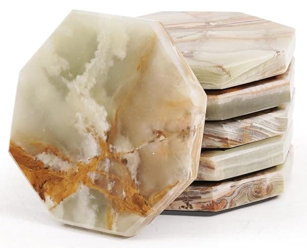 Radicaln Marble Coasters Star 3.5" Inches Green Onyx Handmade Marble Drink Coasters for Home and Kitchen, Drink Coaster Set of 6, Ideal Coaster Plates for Christmas Decor - Image 1