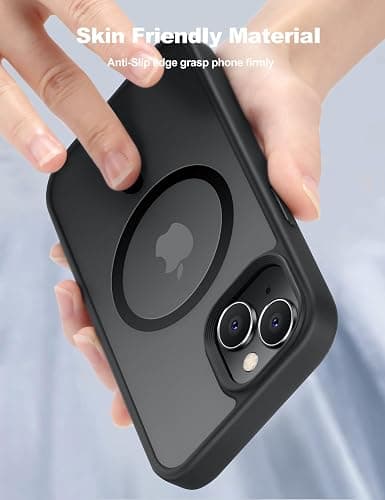 Tigowos Magnetic for iPhone 15 Case Drop Resistant Matte Skin Feeling Back Cover Shockproof Slim Fit for iPhone 15 Phone Case，Matte Black thumbnail 5