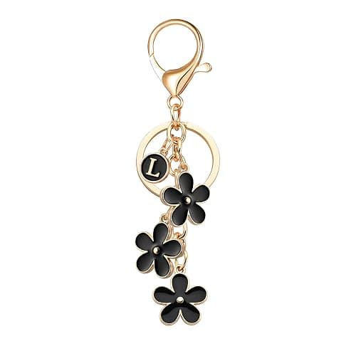 OUMILAN Initial Keychain Cute Flower Charms Keyring for Handbag Backpack–Personalized A-Z Letter Jewelry Gift for Women Girls - Image 1