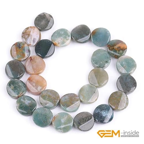 GEM-Inside Indian Agate Gemstone Loose Beads Natural 16mm Twisted Coin Crystal Energy Stone Power for Jewelry Making 15" thumbnail 2