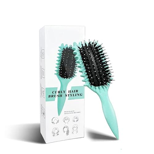Brosse à boucler, brosse coiffante pour cheveux bouclés d'hommes et de femmes pour fixer et modeler les boucles, réduire les mèches rebelles et la séparation des boucles (Vert, 24cm) - Image 1