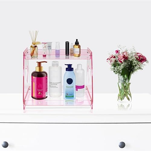 ROYALITA 2 Tier Pink Heart Bathroom Countertop Organizer Display Shelf, Acrylic Tray Makeup Perfume Storage Organizer for Dresser Vanity, Spice Rack, Skincare, Coffee Bar, Valentine's Day thumbnail 7